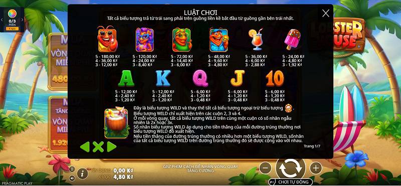 Hiểu rõ bảng trả thưởng, WILD, BONUS và vòng quay miễn phí