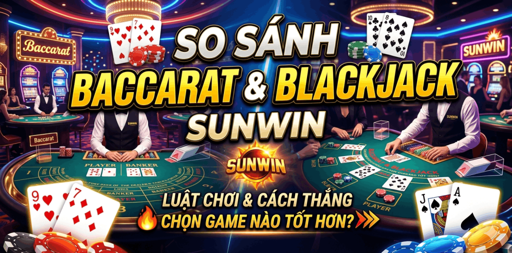 So sánh Baccarat và Blackjack Sunwin